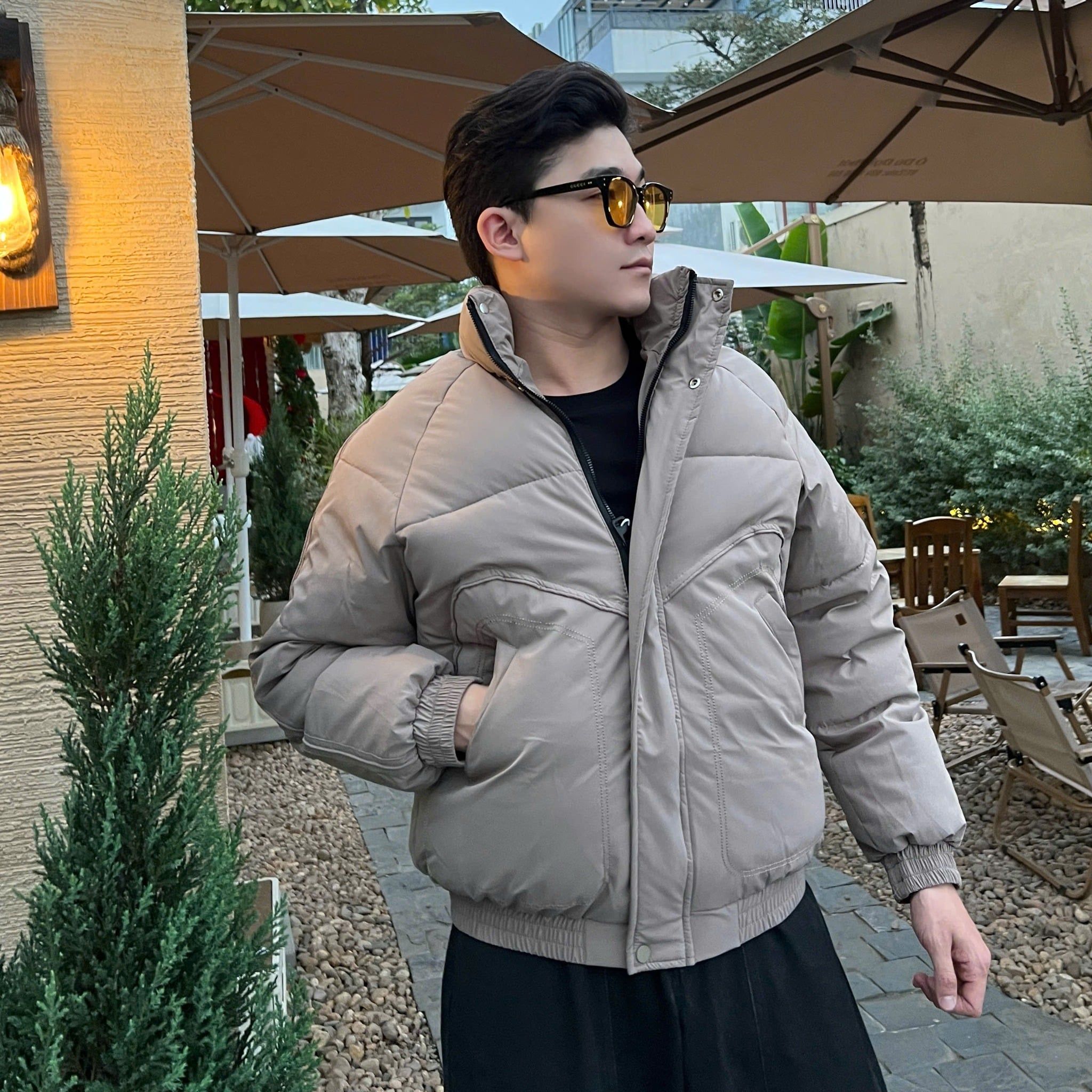  [ẢNH THẬT] Áo Khoác Phao Nam Cổ Đứng Trơn 8551 