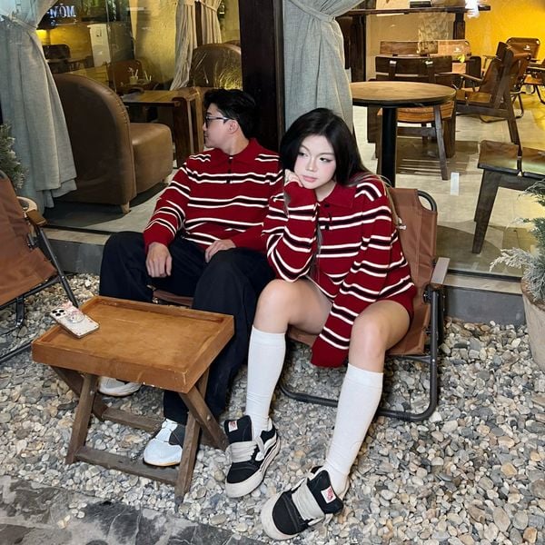  [ẢNH THẬT] Polo Len Dài Tay Nam Nữ Kẻ Ngang Nhỏ 612 