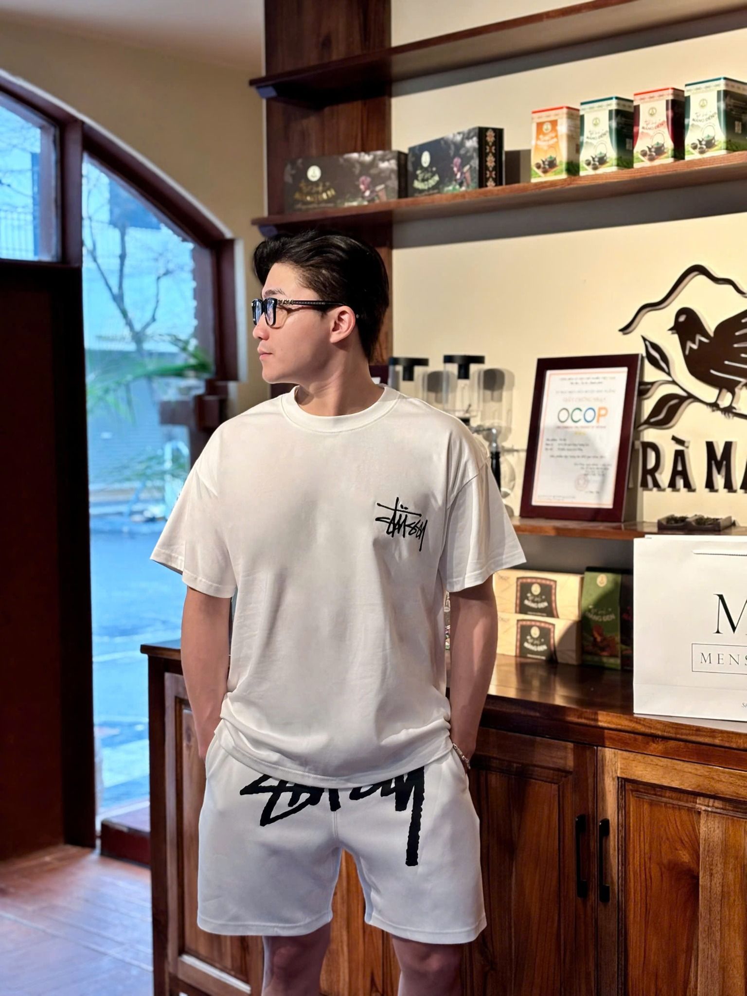  [ẢNH THẬT] Bộ Ngắn Tay Nam In Chữ Stussy 3585 