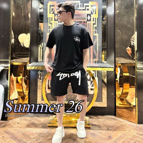  [ẢNH THẬT] Bộ Ngắn Tay Nam In Chữ Stussy 3585 