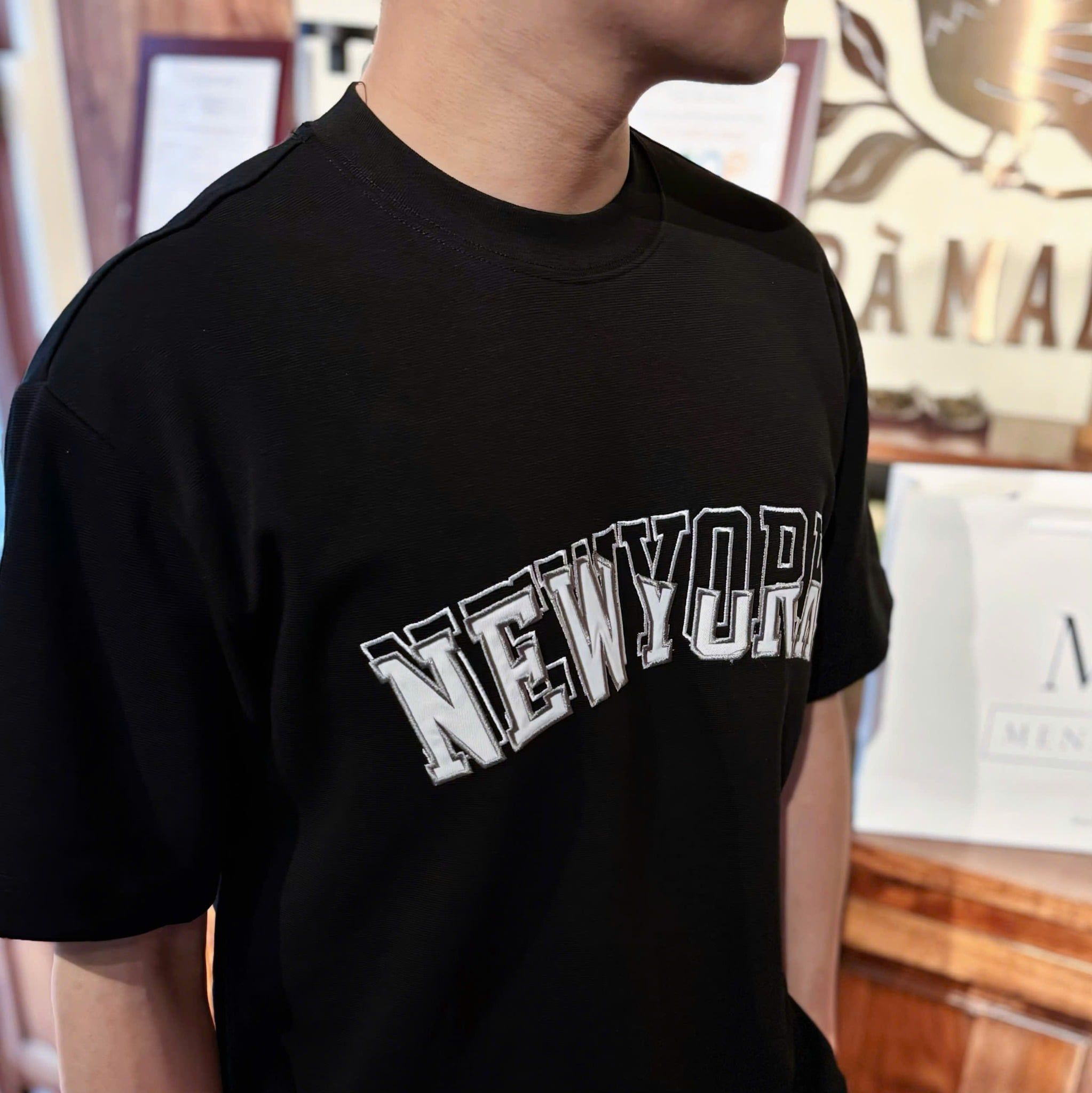  [ẢNH THẬT] Bộ Nỉ Ngắn Tay Nam Thêu Logo Chữ NY 3567 