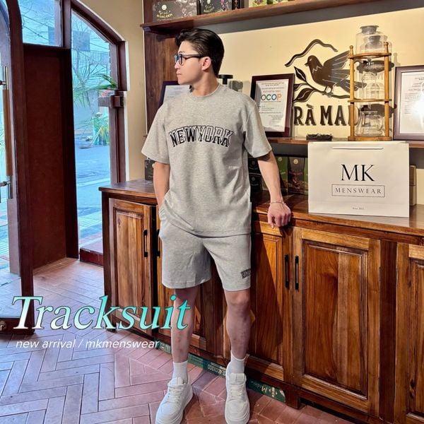  [ẢNH THẬT] Bộ Nỉ Ngắn Tay Nam Thêu Logo Chữ NY 3567 