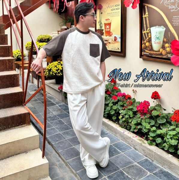  [ẢNH THẬT] Áo Phông Ngắn Tay Nam Nữ Cải Tay Túi Ngực 9377 