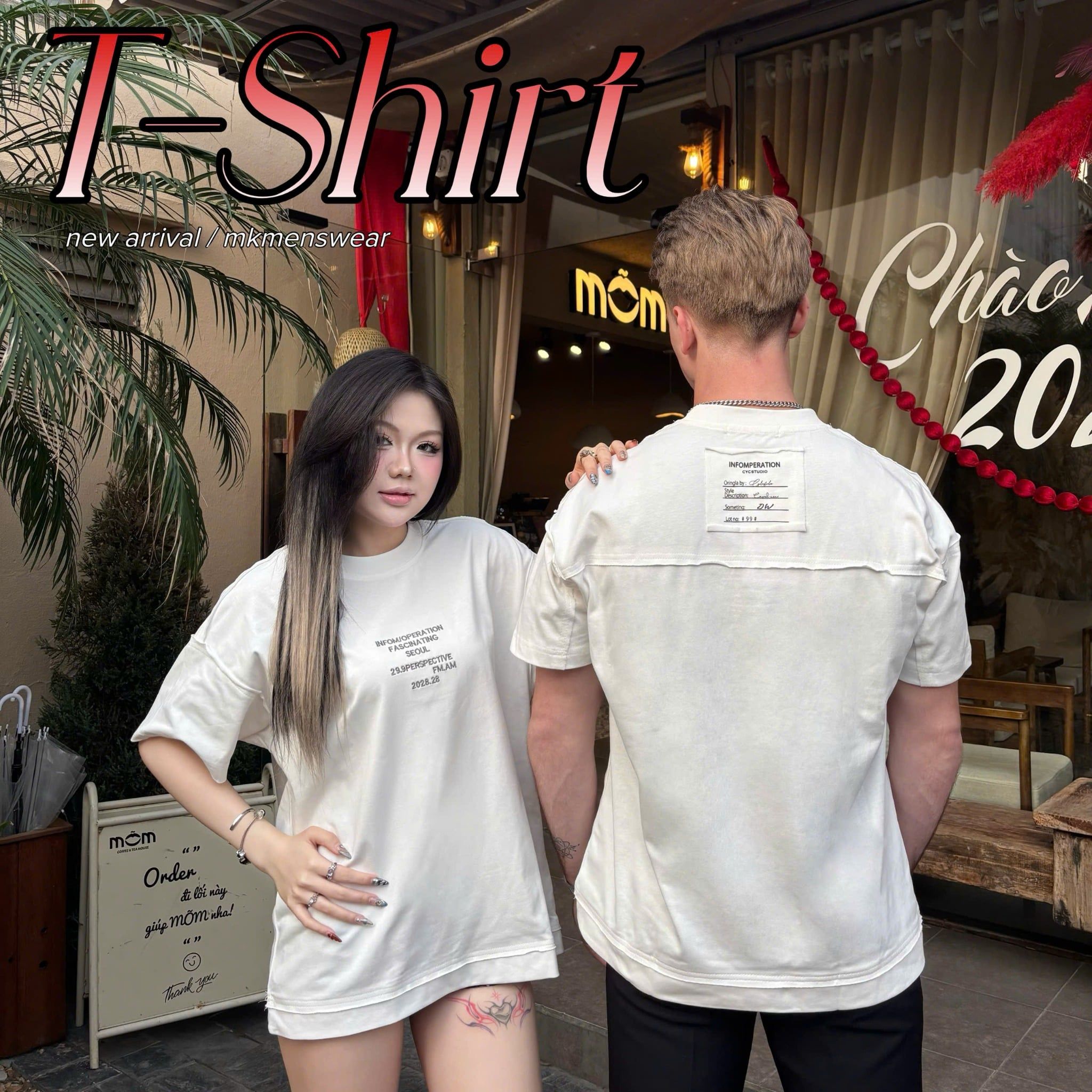  [ẢNH THẬT] Áo Phông Ngắn Tay Nam Nữ In Chữ Ngực Nhỏ Phối WASH 6651 