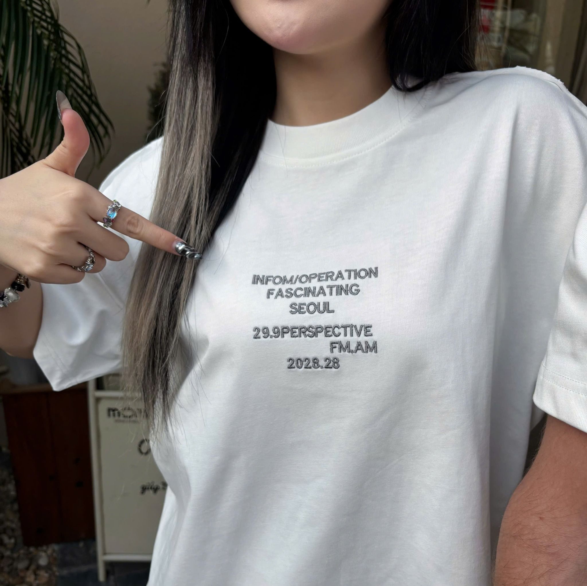  [ẢNH THẬT] Áo Phông Ngắn Tay Nam Nữ In Chữ Ngực Nhỏ Phối WASH 6651 