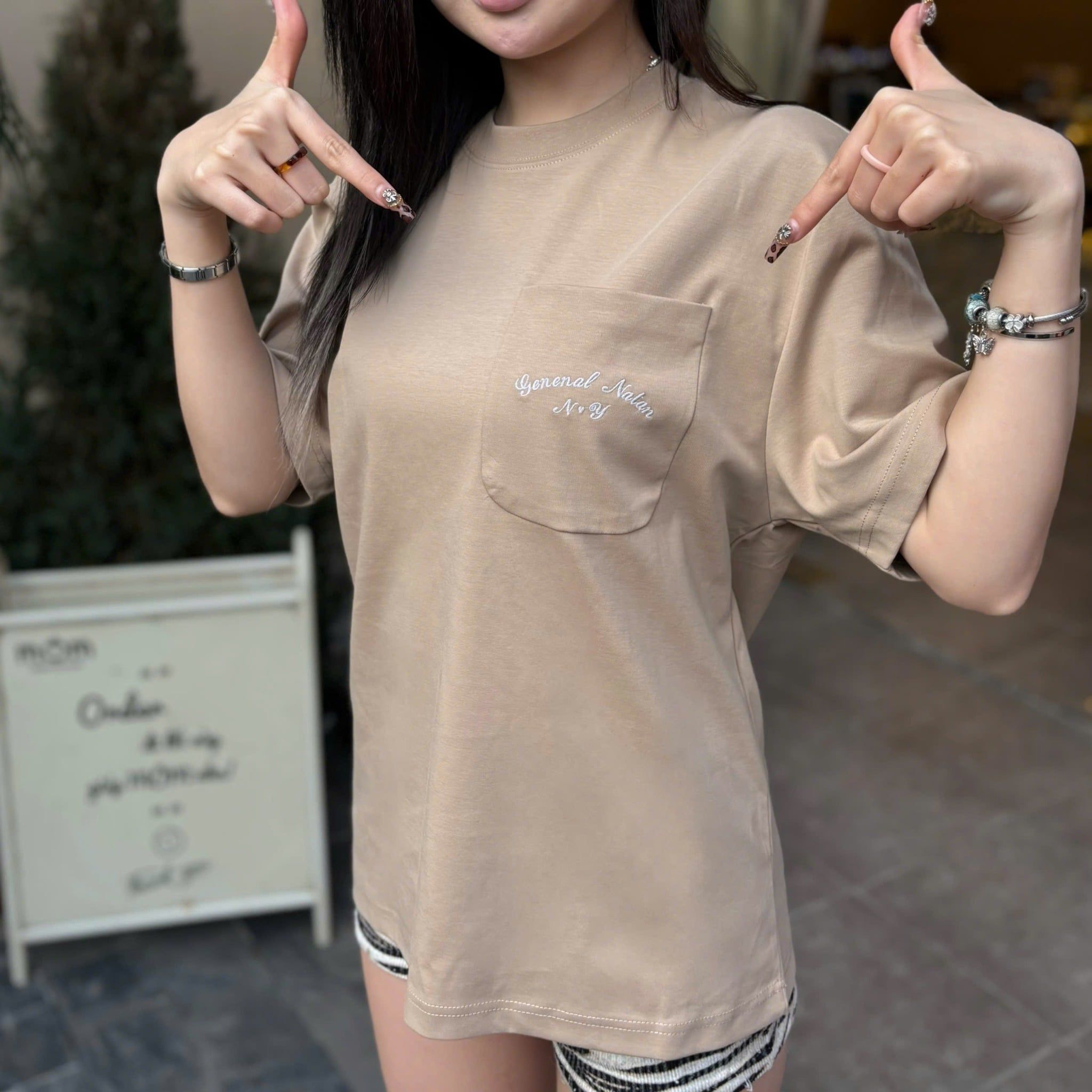  [ẢNH THẬT] Áo Phông Ngắn Tay Nam Nữ Túi Ngực Thêu Chữ Gonind Notan T9251 