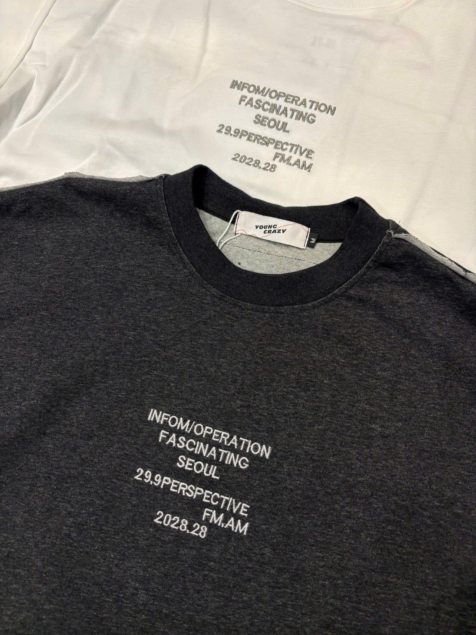  [ẢNH THẬT] Áo Phông Ngắn Tay Nam Nữ In Chữ Ngực Nhỏ Phối WASH 6651 