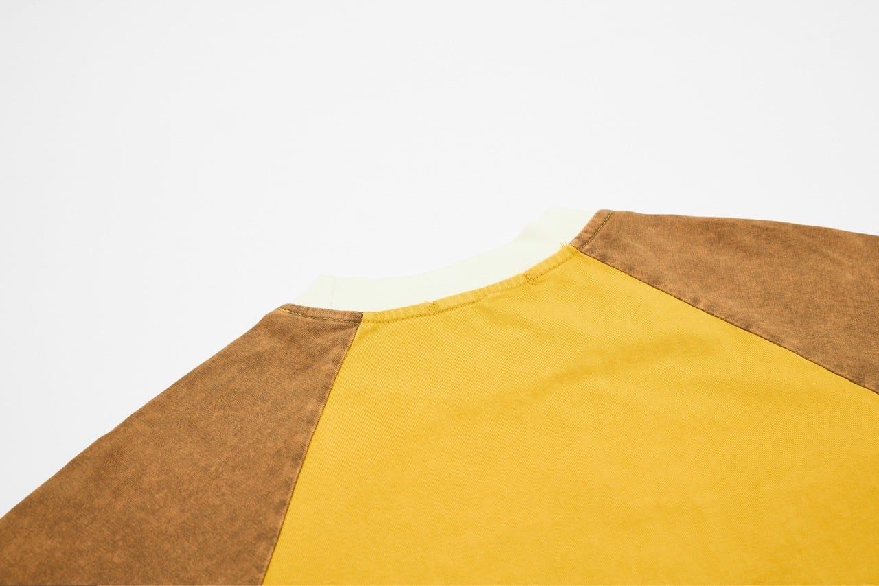  ÁO T-SHIRT 0266 VÀNG RAGLAN HỌA TIẾT CÂY DỪA 