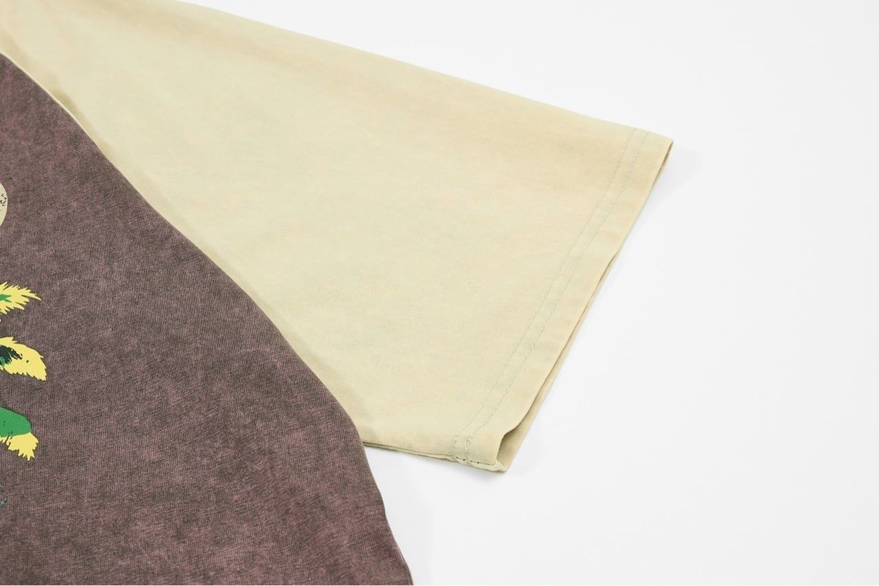  ÁO T-SHIRT 0266 NÂU RAGLAN HỌA TIẾT CÂY DỪA 