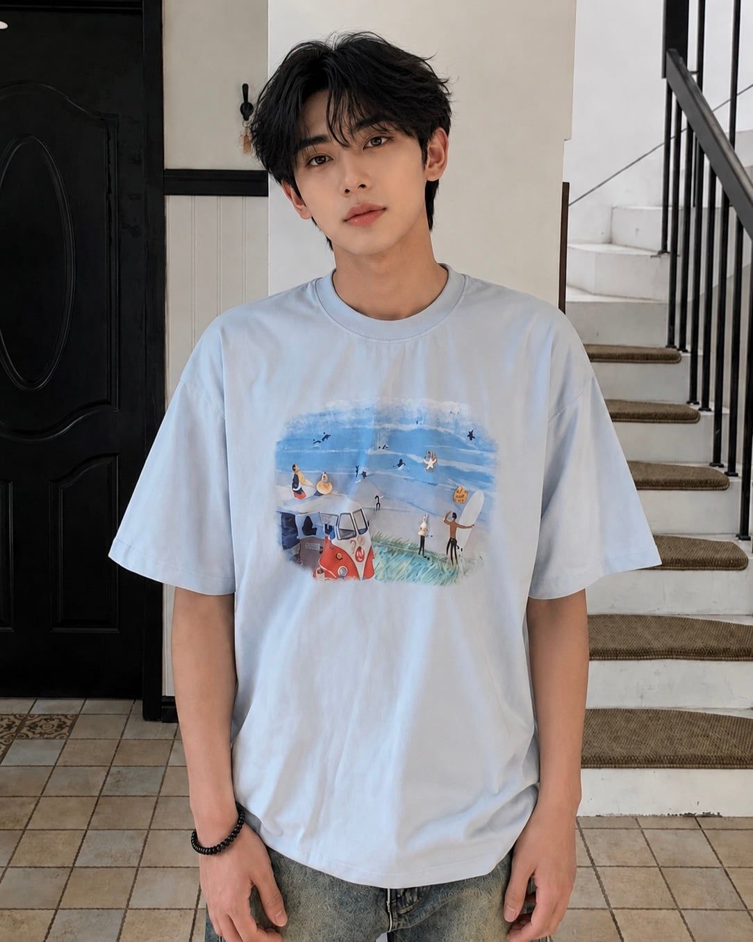  ÁO T-SHIRT 1295 XANH HOÀ BÌNH 