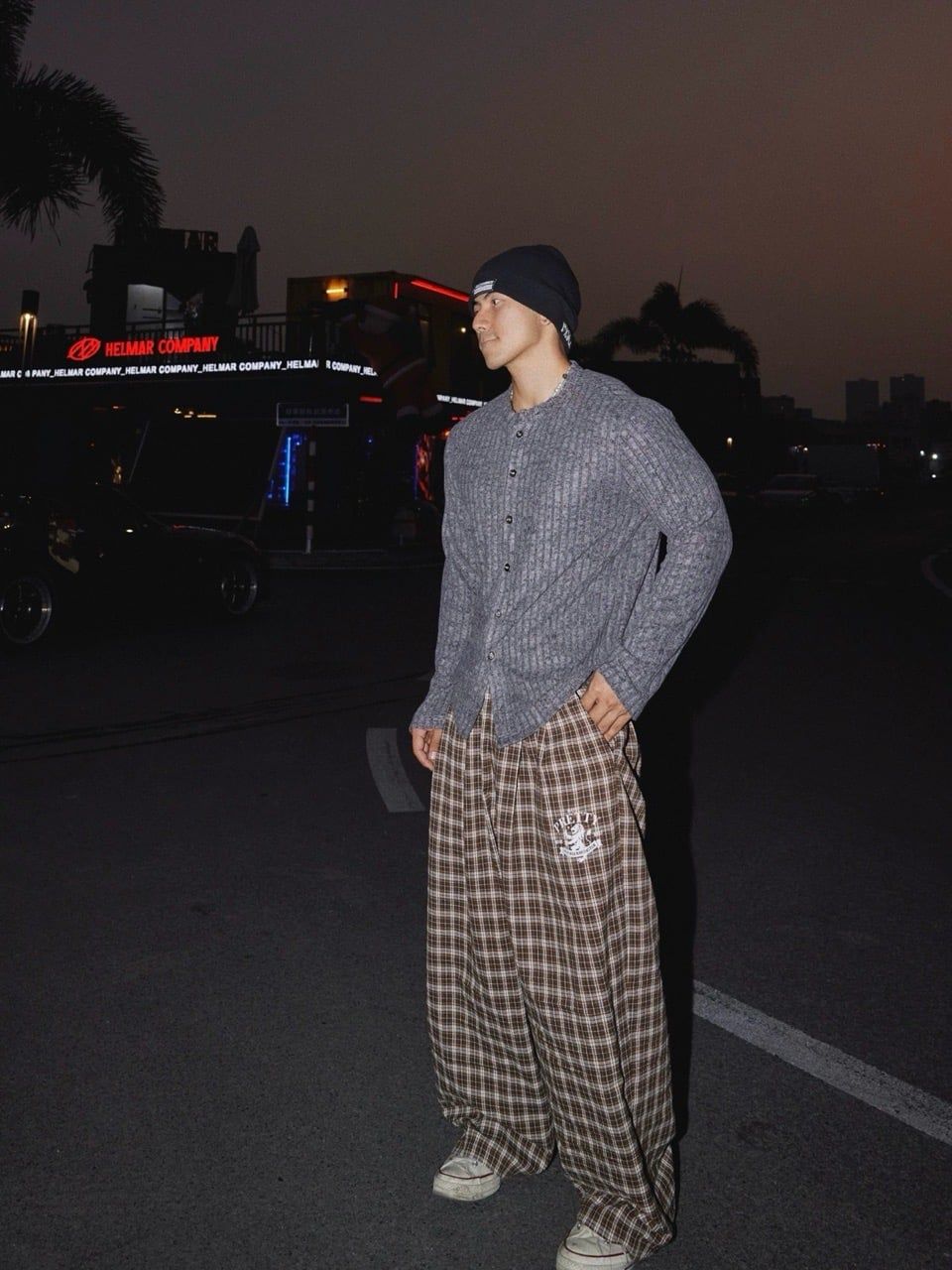  ÁO DỆT KIM TAY DÀI 7036 XÁM ĐẬM 