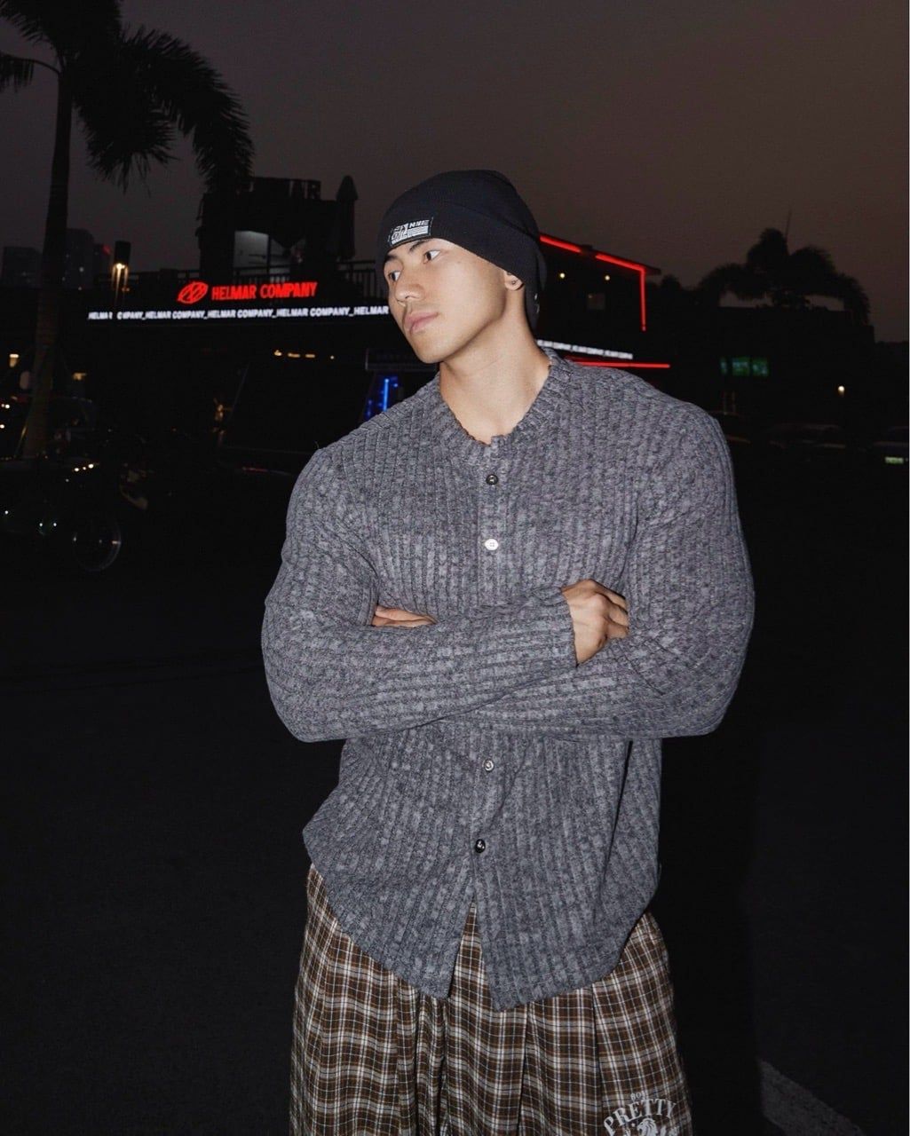  ÁO DỆT KIM TAY DÀI 7036 XÁM ĐẬM 