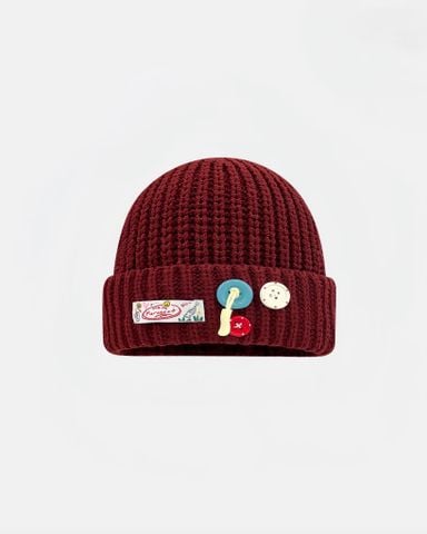  WOOLEN BUTTONS BEANIE RED 