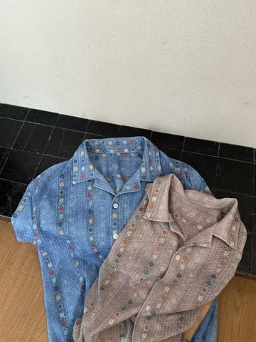  ÁO SƠ MI HỌA TIẾT 26416 XANH 