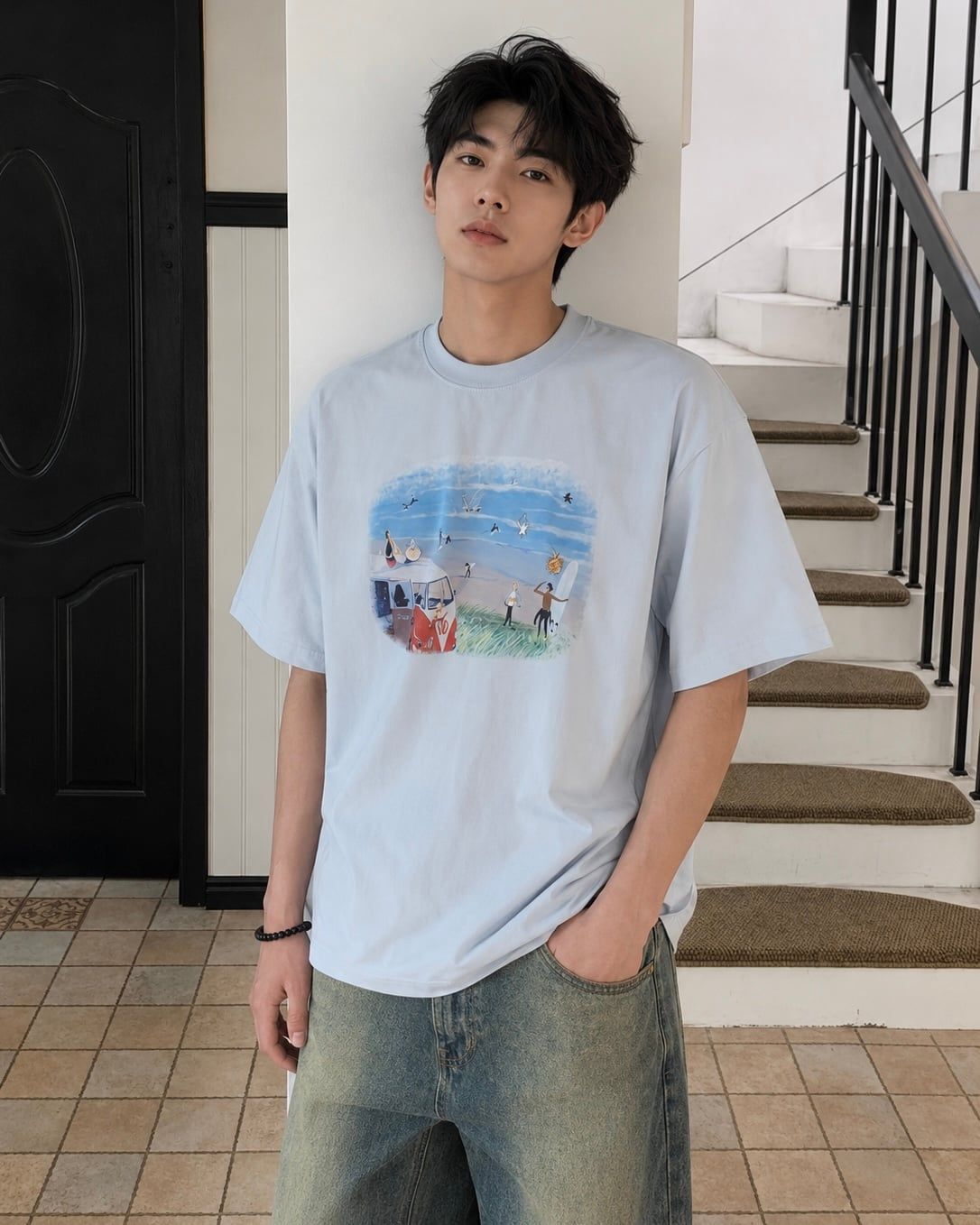  ÁO T-SHIRT 1295 XANH HOÀ BÌNH 