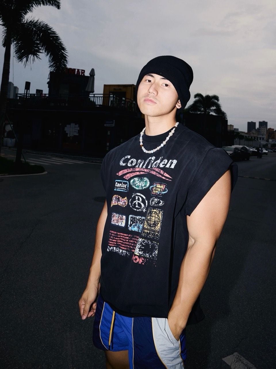  ÁO TANK TOP 2136 ĐEN HOẠ TIẾT 