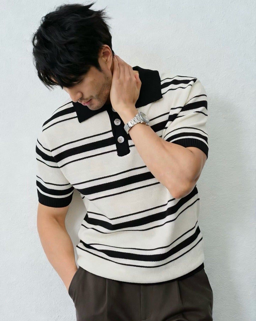  ÁO POLO 7055 TRẮNG KEM 