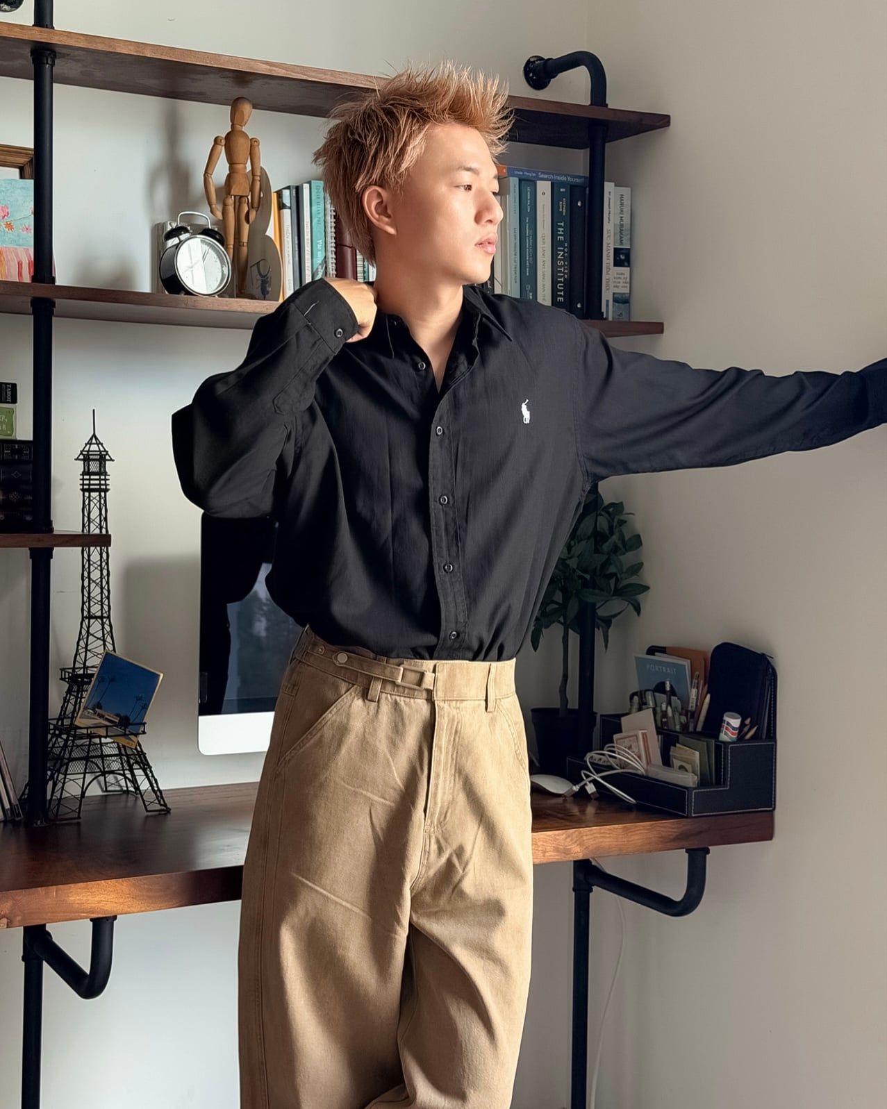  ÁO SƠ MI 9235 BLACK 