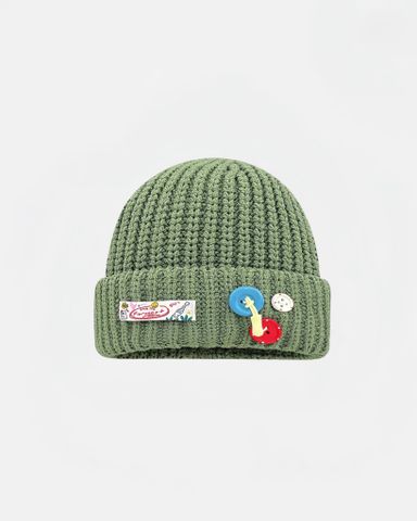  WOOLEN BUTTONS BEANIE GREEN 