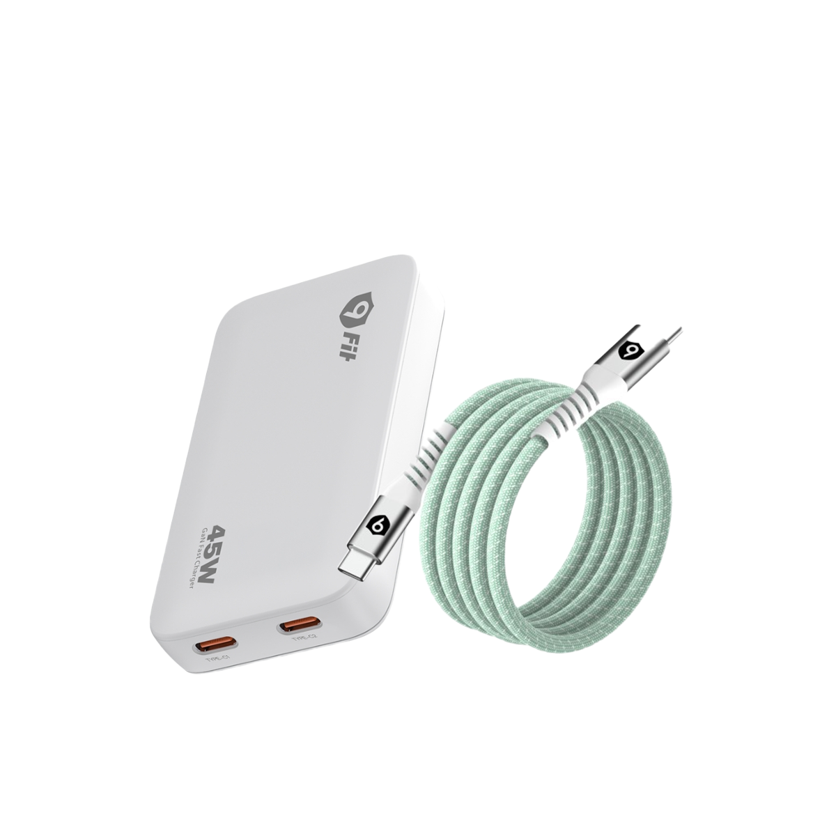  Combo Đầu sạc 9Fit Slim 45W 2C + Cáp từ tính C-C 1M 