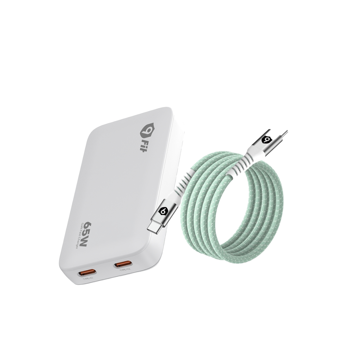  Combo Đầu sạc 9Fit Slim 65W 2C + Cáp từ tính C-C 1M 