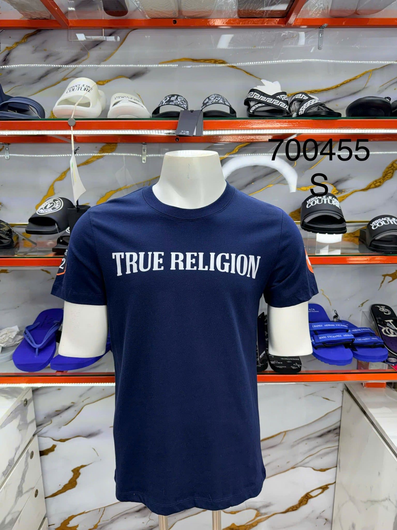 Áo Thun True Religion Xanh Navy Chữ Trắng - New - 700455
