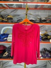 Áo Thun Tay Dài Nữ Vanheusen Hồng Đậm Hình Nổi - New - V115024678