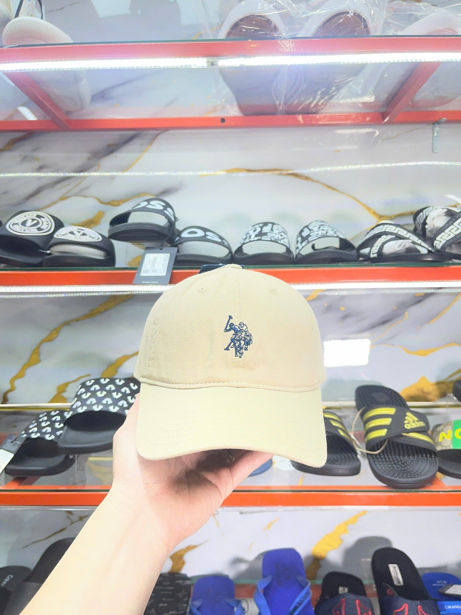 Nón U.S.Polo Assn Nâu Cafe Thêu Hình Xanh - New - ABPE2552