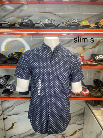 Áo Sơ Mi Tay Ngắn A/X Armani Exchange Xanh Navy Hoạ Tiết Tròn - New - 3DZC04 ZNEAZ - TA03