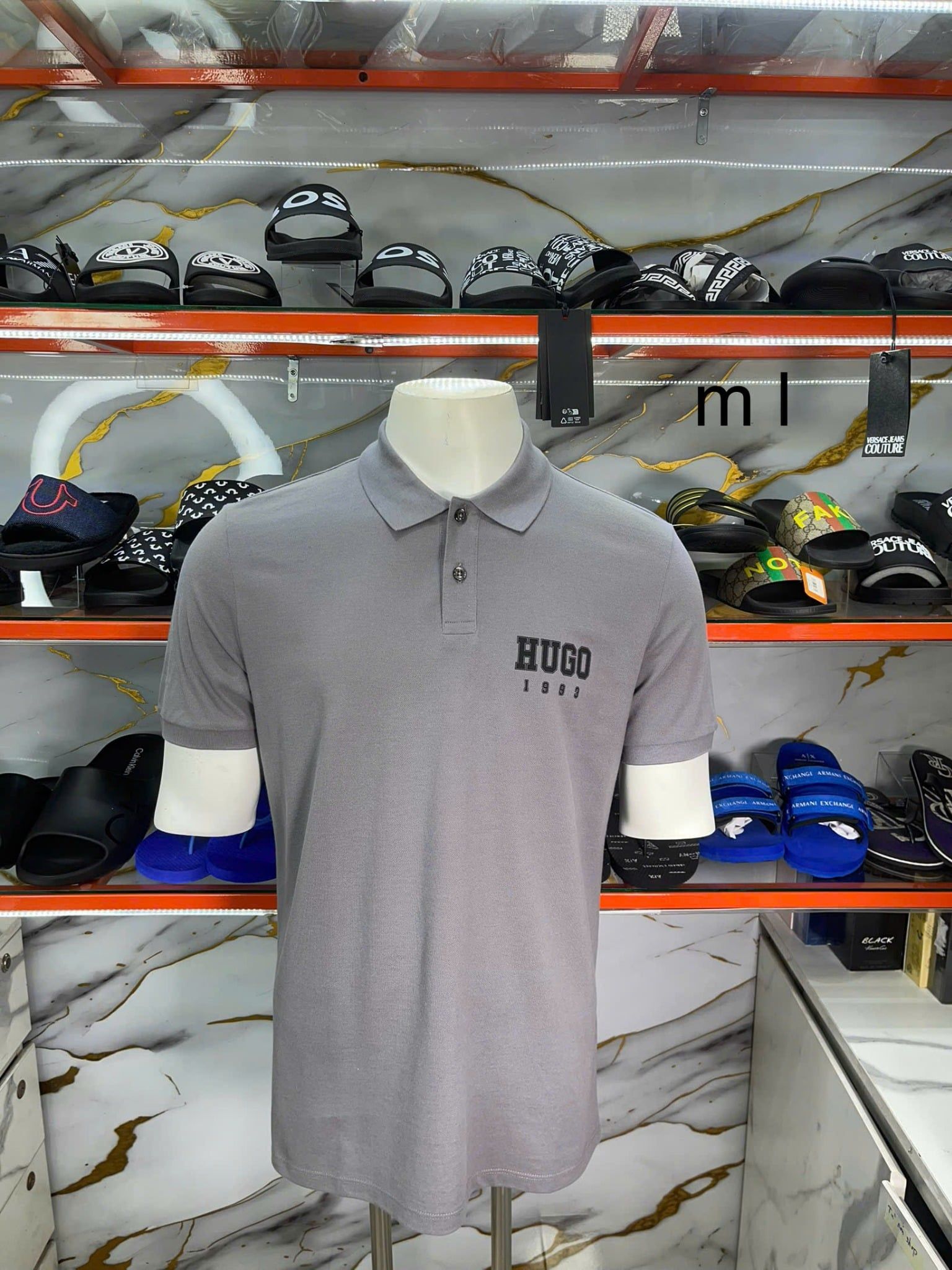 Áo Polo Hugo Boss Xám Chữ Đen - New - 50535687