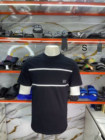 Áo Thun EA7 Emporio Armani Đen Kẻ Ngang Trắng - New - 6DPT47 PJTJZ