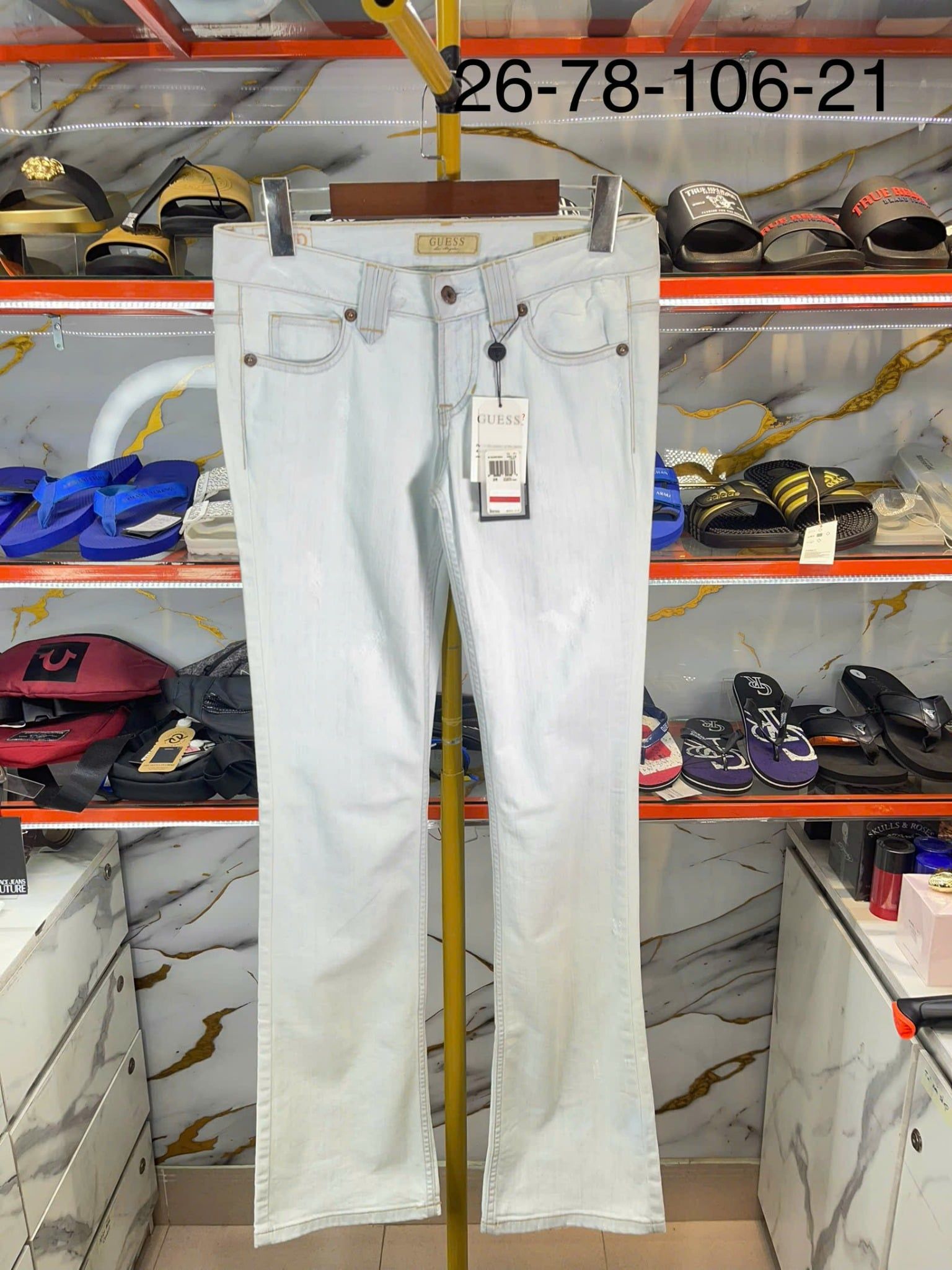 Quần Dài Jeans Nữ Guess Xanh Nhạt Los Angeles Foxy Boot - New - W12045D0BQ0