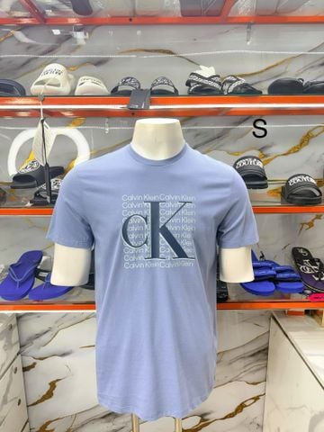 Áo Thun CK Calvin Klein Xanh Dương Nhiều Chữ - New - 40EC821 420 TMP