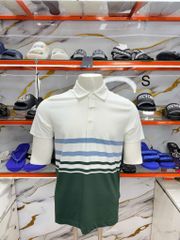 Áo Polo Abercrombie & Fitch Trắng Sọc Ngang Xanh Lá - New - ABCR120526