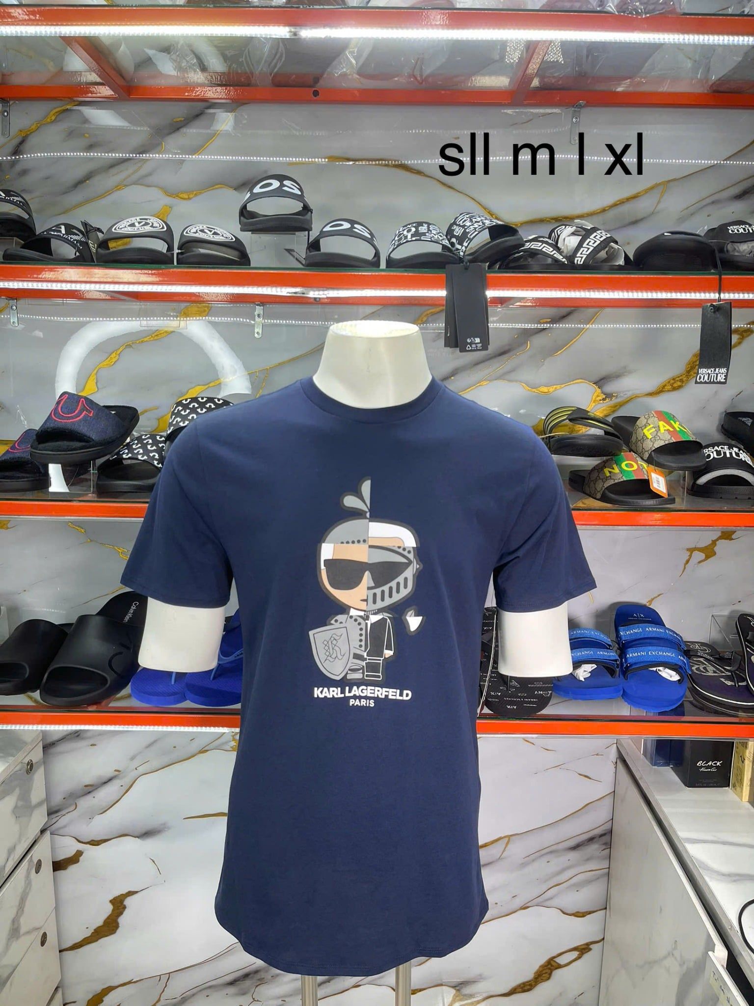 Áo Thun Karl Lagerfeld Xanh Đen Hai Mặt - New - LM5G2228