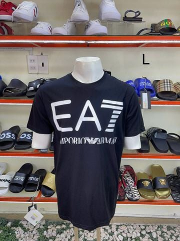 Áo Thun EA7 Emporio Armani Đen Chữ Trắng Gạch Trắng - New - 6KPT23 PJ6EZ