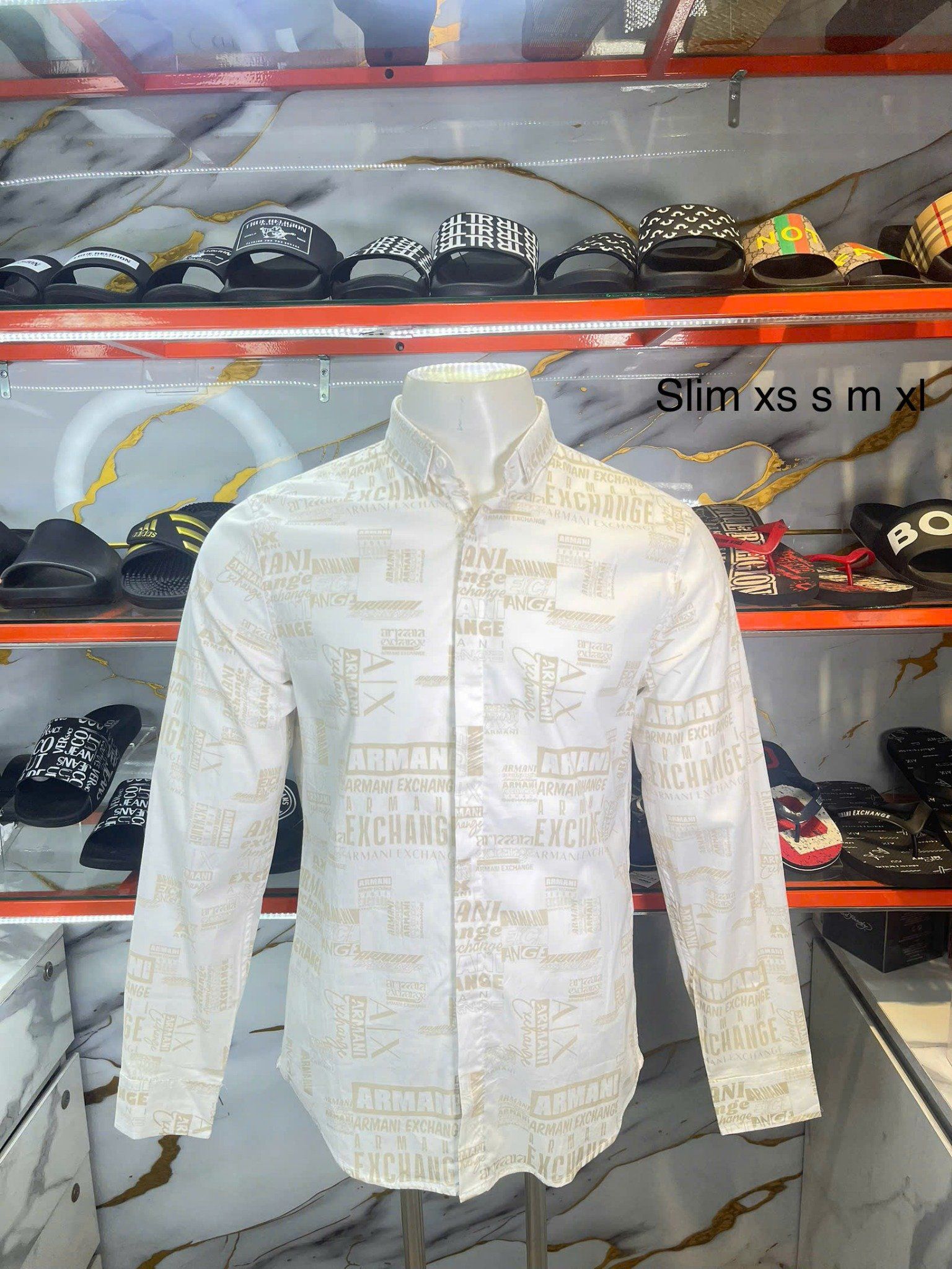 Áo Sơ Mi Tay Dài A/X Armani Exchange Trắng Chữ Vàng - New - 3DZC25 ZNEAZ - PC03