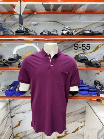 Áo Polo PIER ONE Đỏ Tím Cổ Sọc Xanh Đỏ - New - PO1970390C