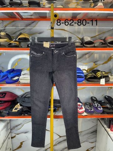 Quần Dài Jeans Nữ Levi's Đen Đính Đá Hồng Skinny - New - 412328