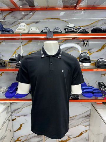 Áo Polo CK Calvin Klein Đen Cổ Viền Hai Sọc Trắng - New - 4L0134X 001 UB1