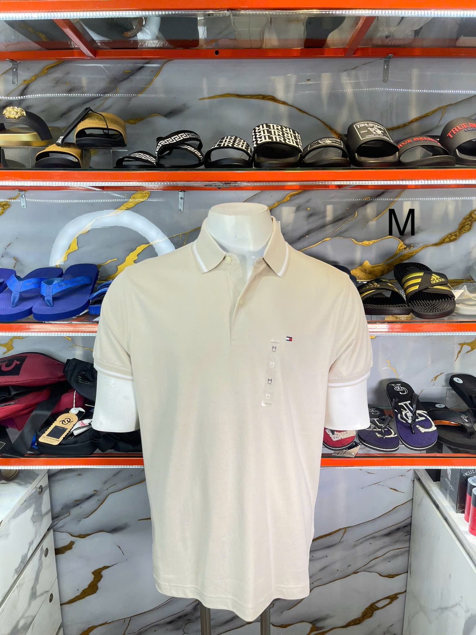 Áo Polo Tommy Hilfiger Nâu Cổ Viền Trắng - New - XM03526 250 ACI