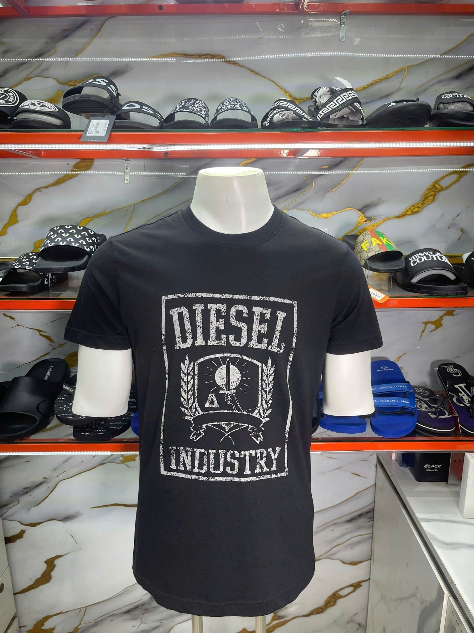 Áo Thun Diesel Đen Chữ Xám Industry - New - A16940RPATI