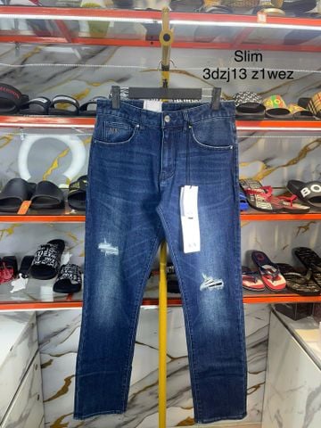 Quần Dài Jeans A/X Armani Exchange Xanh Đậm Logo Đen Slim - New - 3DZJ13 Z1WEZ - GB01