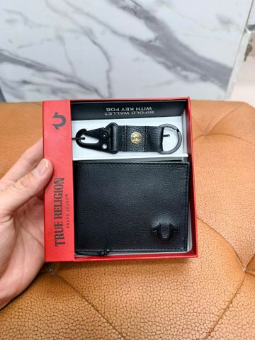 Ví Ngang True Religion Đen Logo Đen Kèm Móc - New - TR503662