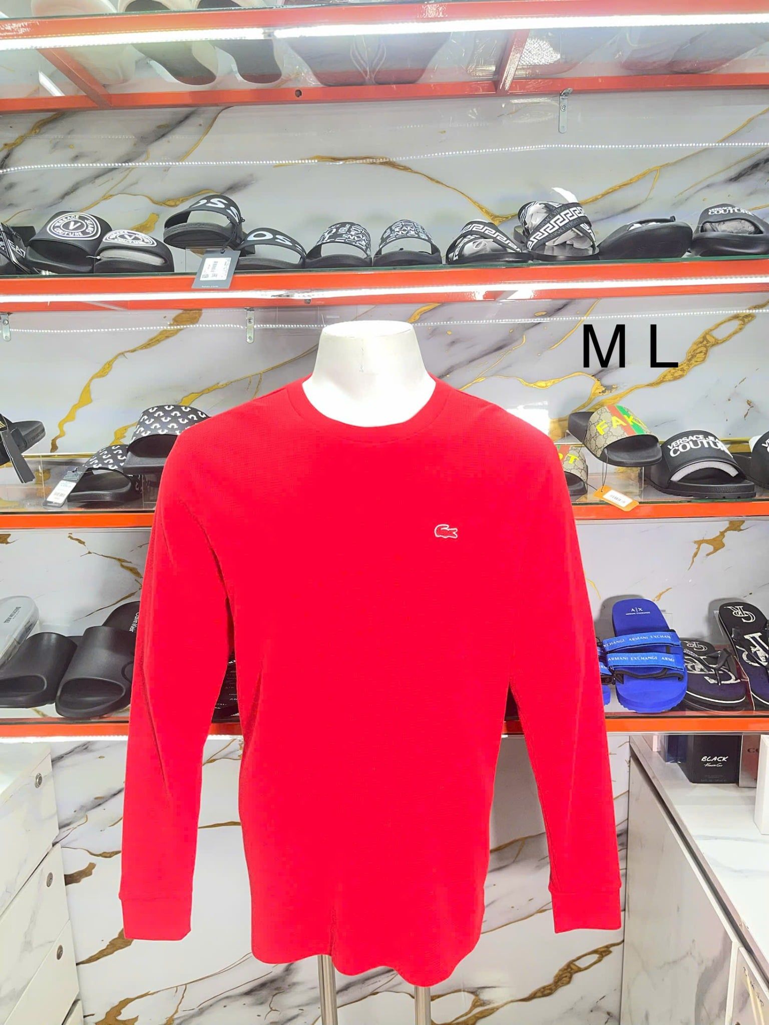 Áo Thun Tay Dài Lacoste Đỏ Cá Sấu Nhỏ - New - TH9668 51 240