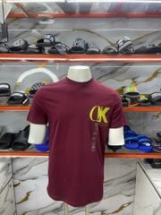 Áo Thun CK Calvin Klein Đỏ Đô Chữ Vàng Established - New - SP40612318