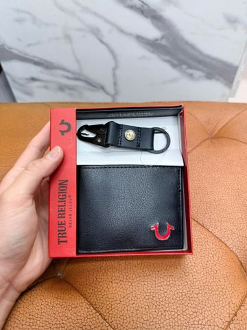Ví Ngang True Religion Đen Logo Đỏ Kèm Móc - New - TR503662