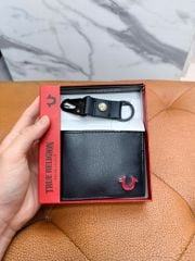 Ví Ngang True Religion Đen Logo Đỏ Kèm Móc - New - TR503662