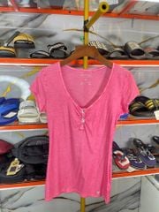 Áo Thun Nữ Cổ Tim Guess Hồng Trơn - New - 12I53I5Y00