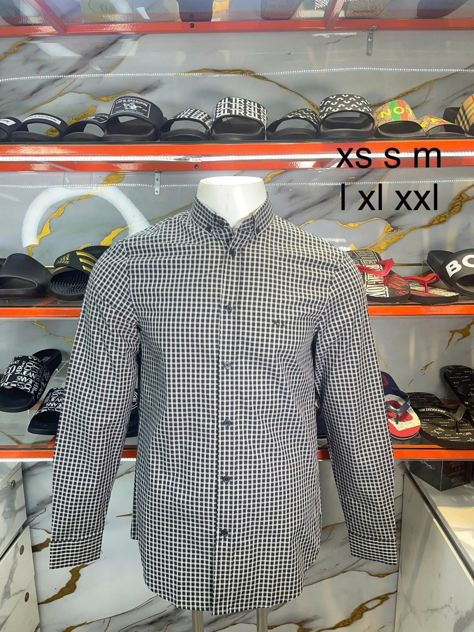 Áo Sơ Mi Tay Dài A/X Armani Exchange Đen Kẻ Caro - New - 3DZC08 ZN3VZ - PC03